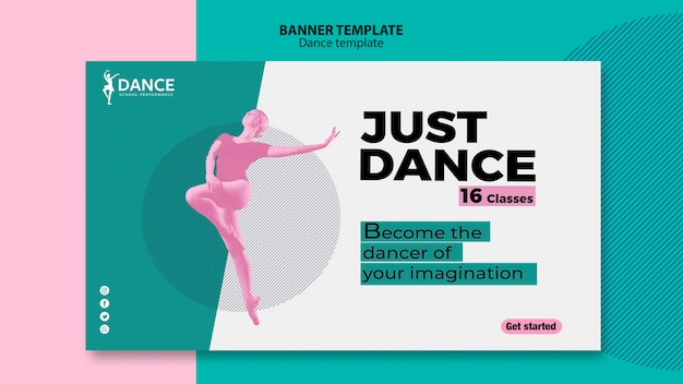 PSD gratuito plantilla de banner de baile con mujer