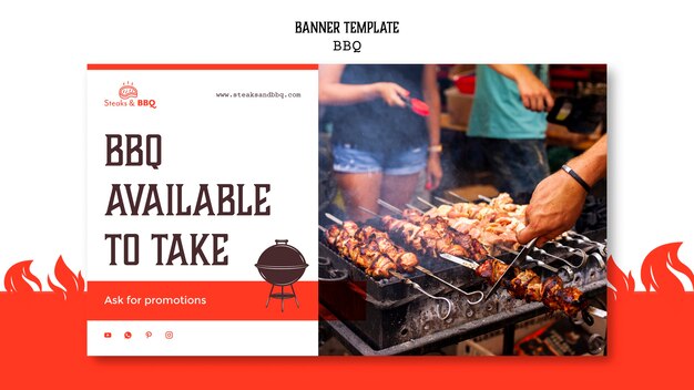 Plantilla de banner con barbacoa
