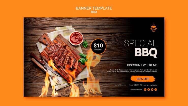 PSD gratuito plantilla de banner con barbacoa
