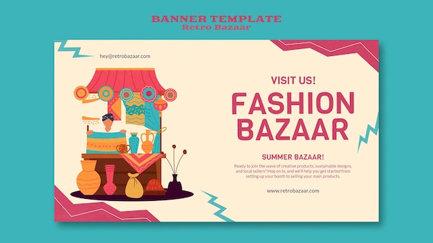 Plantilla de banner de bazar retro