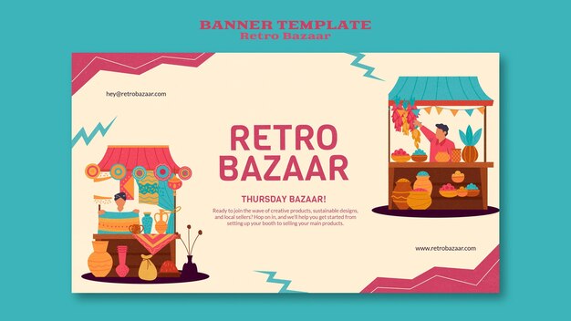 Plantilla de banner de bazar retro