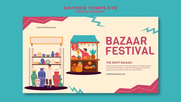 Plantilla de banner de bazar retro