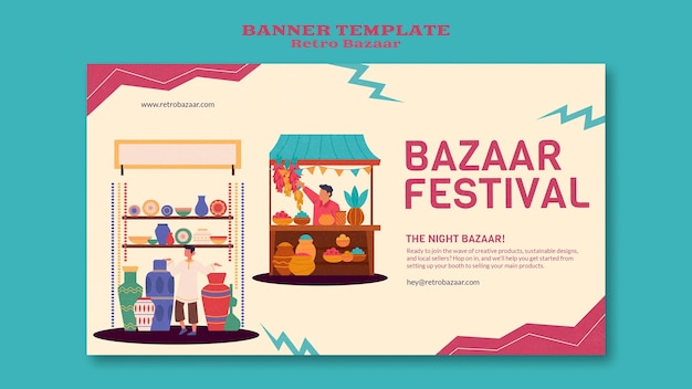 Plantilla de banner de bazar retro