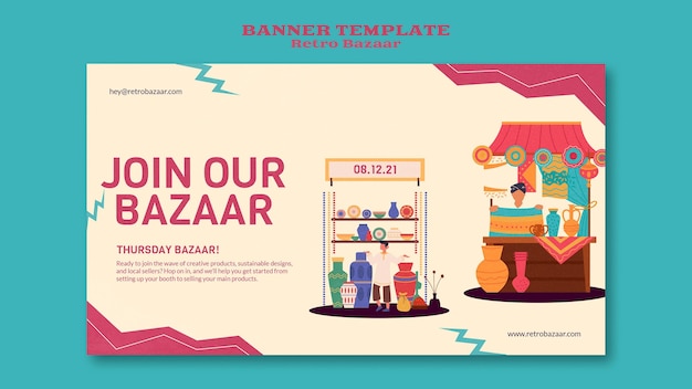 Plantilla de banner de bazar retro