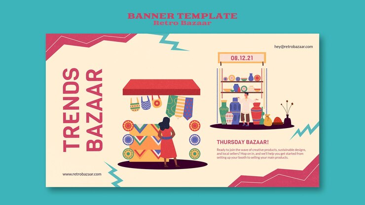 PSD gratuito plantilla de banner de bazar retro