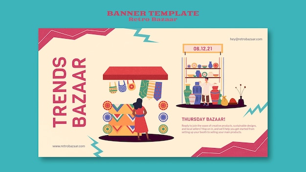 Plantilla de banner de bazar retro