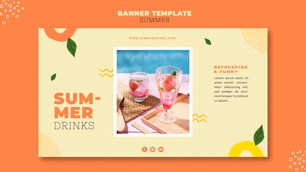 Plantilla de banner de bebidas de verano