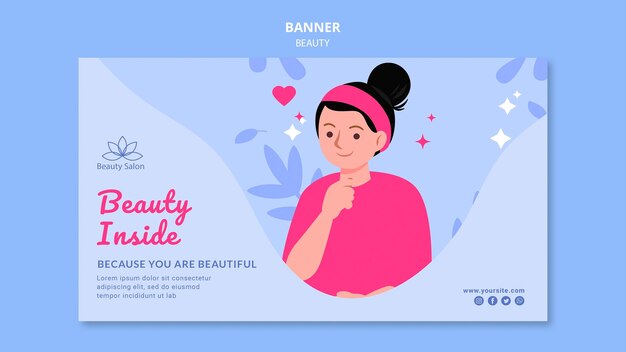 PSD gratuito plantilla de banner de belleza ilustrada