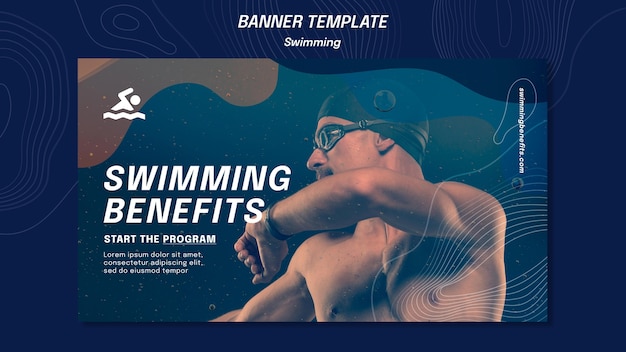 PSD gratuito plantilla de banner de beneficios de natación