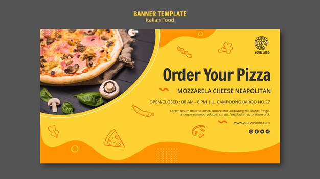 Plantilla de banner para bistro de comida italiana