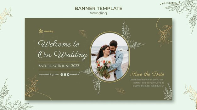 Plantilla de banner de boda con foto