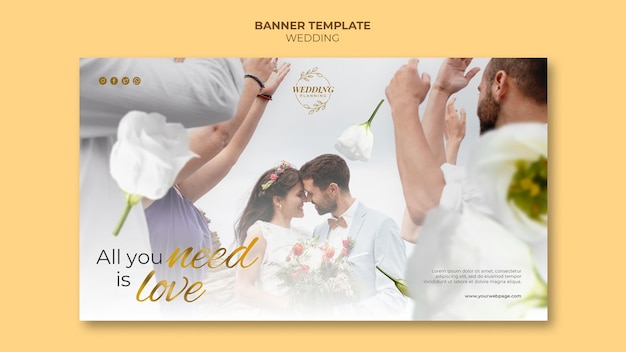 PSD gratuito plantilla de banner de boda hermosa