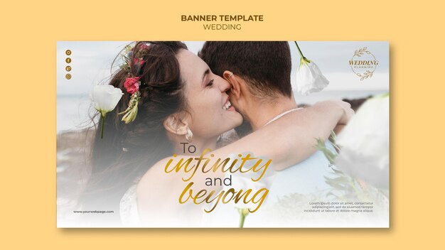 Plantilla de banner de boda hermosa