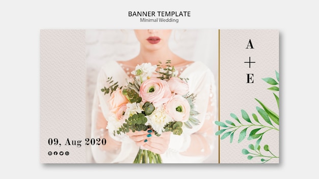 PSD gratuito plantilla de banner de boda mínima