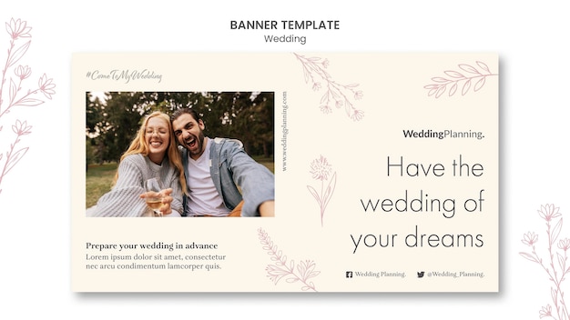 Plantilla de banner de boda