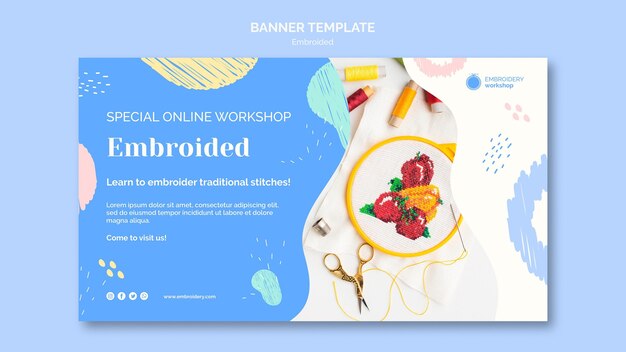 Plantilla de banner bordado