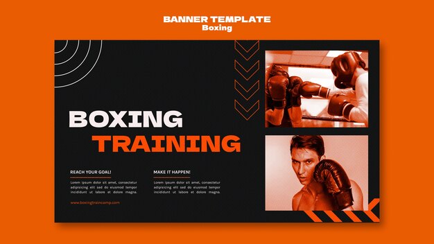 Plantilla de banner de boxeo de diseño plano