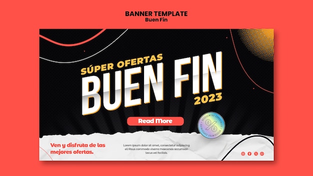 PSD gratuito plantilla de banner de buen fin de diseño plano