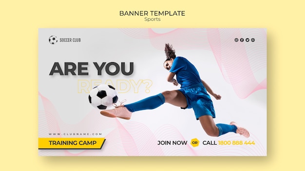 Plantilla de banner de campo de entrenamiento de club de fútbol