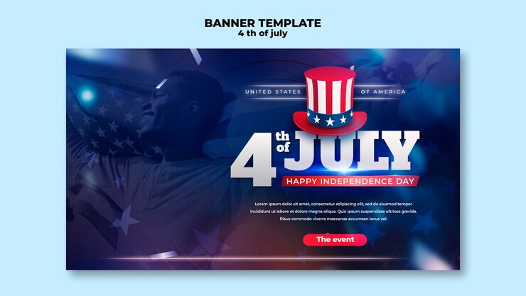 PSD gratuito plantilla de banner de celebración del 4 de julio