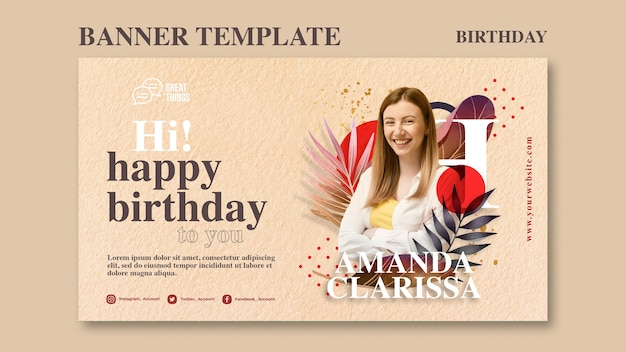 PSD gratuito plantilla de banner para celebración de aniversario de cumpleaños