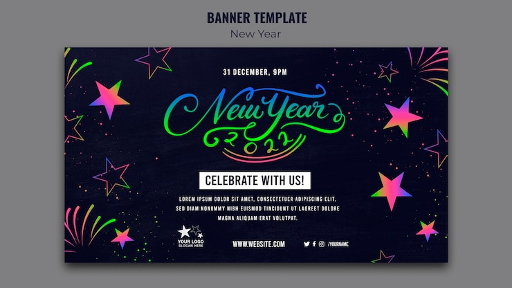 PSD gratuito plantilla de banner de celebración de año nuevo