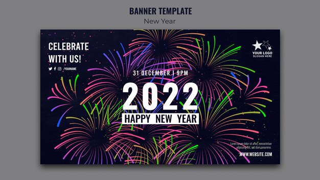 Plantilla de banner de celebración de año nuevo