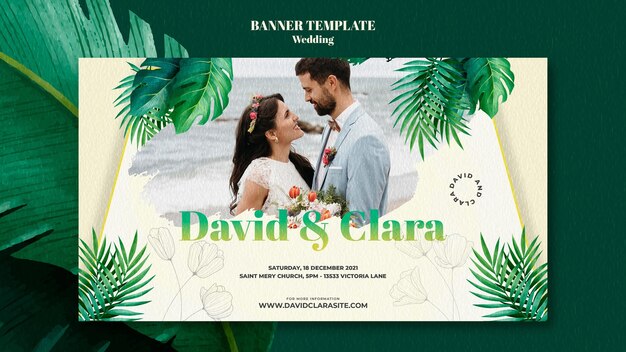Plantilla de banner de celebración de boda
