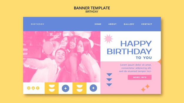 Plantilla de banner de celebración de cumpleaños geométrica