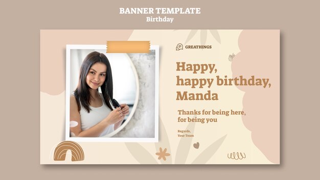 Plantilla de banner para celebración de cumpleaños
