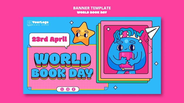 PSD gratuito plantilla de banner de celebración del día mundial del libro