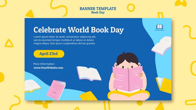 Plantilla de banner de celebración del día mundial del libro