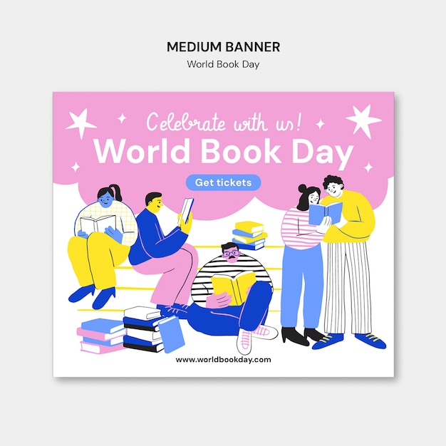 Plantilla de banner para la celebración del Día Mundial del Libro