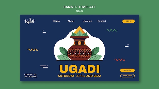 PSD gratuito plantilla de banner de celebración feliz ugadi