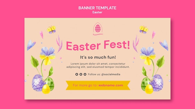 PSD gratuito plantilla de banner de celebración de pascua feliz