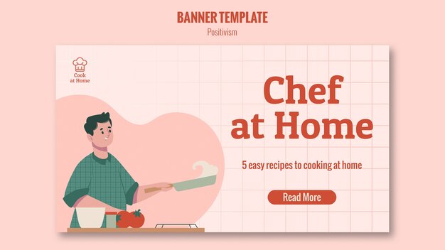 Plantilla de banner de chef en casa