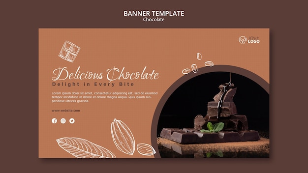 Plantilla de banner de chocolate premium