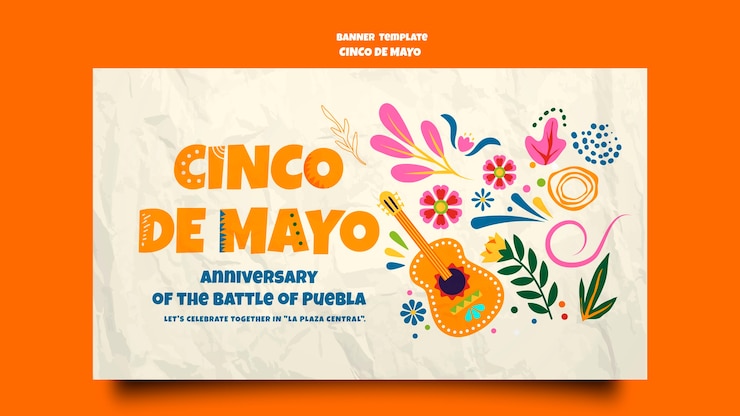 PSD gratuito plantilla de banner de cinco de mayo de diseño plano