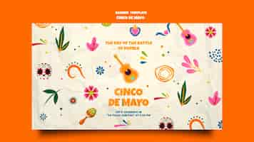 PSD gratuito plantilla de banner de cinco de mayo de diseño plano