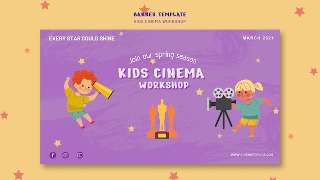 PSD gratuito plantilla de banner de cine para niños