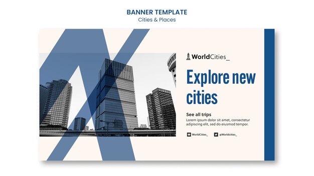 Plantilla de banner de ciudades y lugares