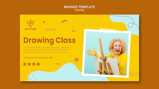 PSD gratuito plantilla de banner de clase de dibujo