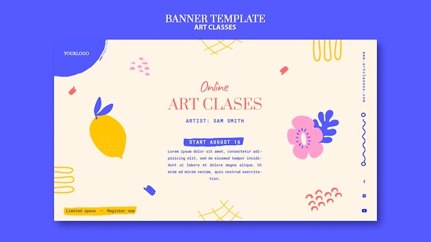 PSD gratuito plantilla de banner de clases de arte