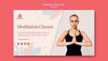 PSD gratuito plantilla de banner de clases de meditación