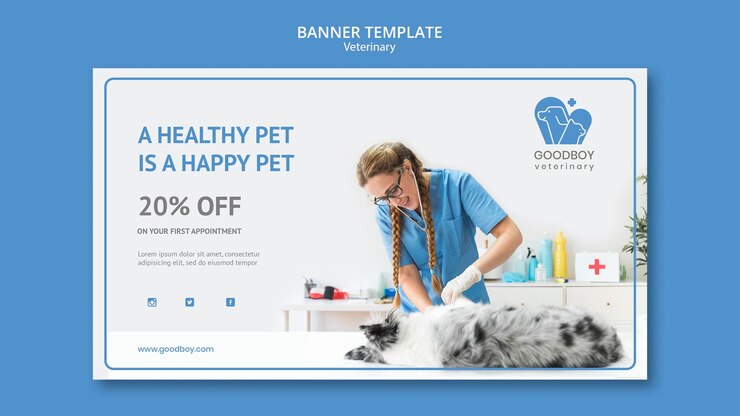 PSD gratuito plantilla de banner de clínica veterinaria