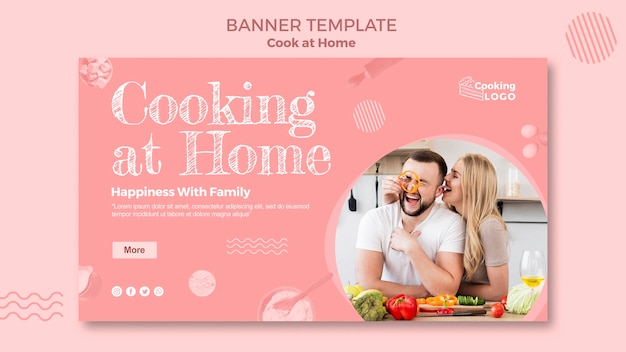 PSD gratuito plantilla de banner con cocina en casa