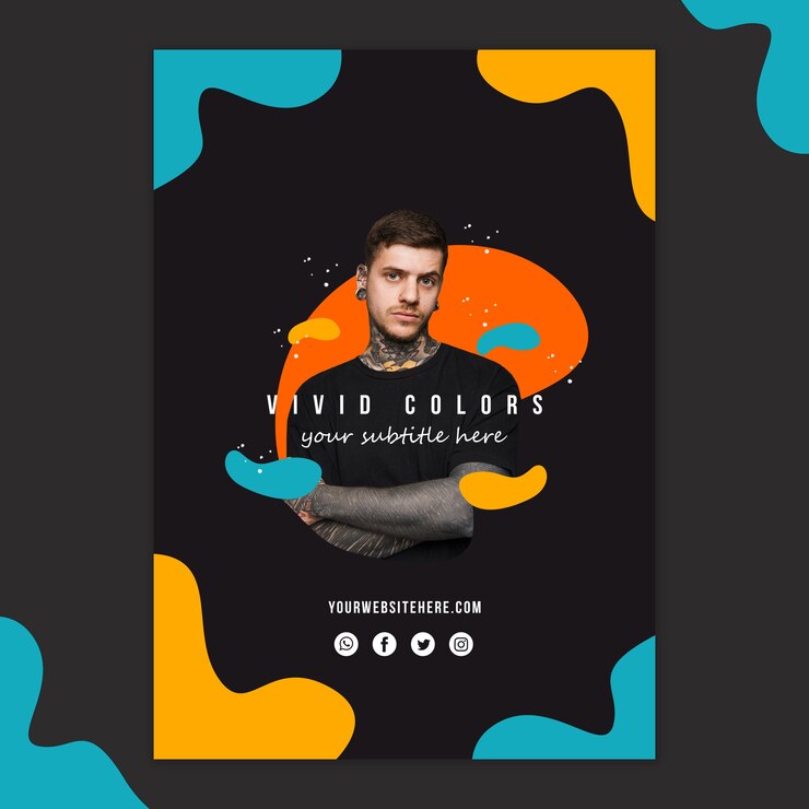 PSD gratuito plantilla de banner con colores abstractos vívidos
