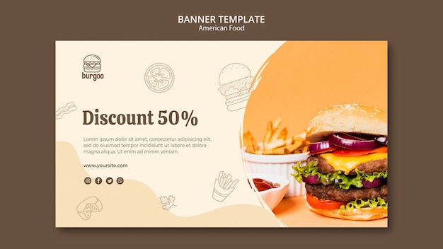 Plantilla de banner de comida americana
