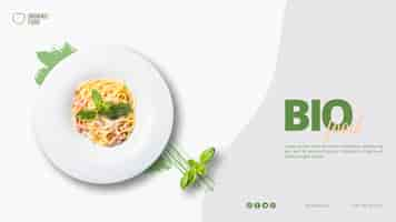 PSD gratuito plantilla de banner de comida bio con foto