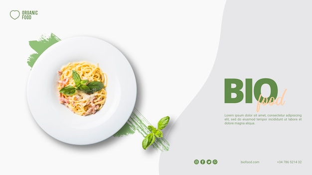 Plantilla de banner de comida bio con foto